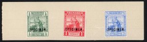 Trinidad SG146s/8s Set opt Specimen affixed to part of a ledger page Cat 85