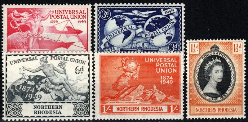 Northern Rhodesia #50-53, 60 F-VF Unused CV $5.70 (X702)