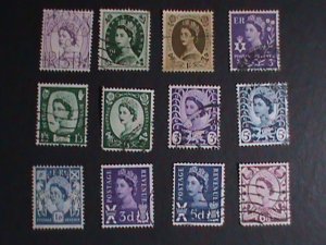 ​GREAT BRITAIN -TWELVE-DIFFERENT- VERY OLD REVENUE STAMPS USED-VERY FINE