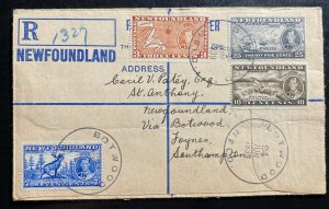 1939 Botwood Newfoundland First Flight Registered Cover FFC To Foynes Ireland