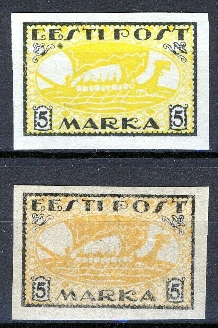 Estonia 1919, Vikingship 5 Mark, Mi 13x and 13y MNH (E100017)