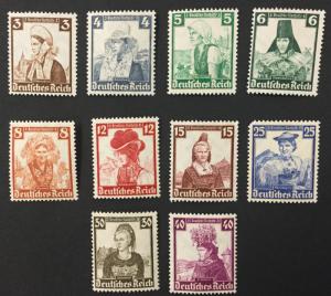 (BJ Stamps) GERMANY, B69-B78, set of 10 semi-postals. FVF, OG, MNH. CV $160.00