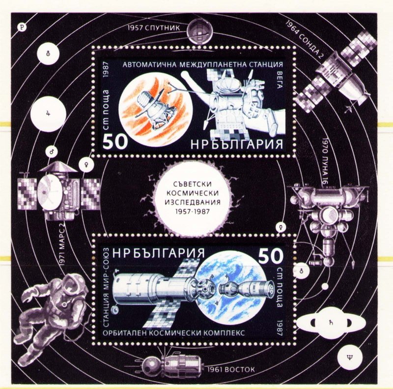 Bulgaria 1987 Soviet Space Achievement Explorations Satellite Sciences Astronaut