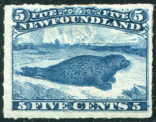 HERRICKSTAMP NEWFOUNDLAND Sc.# 40 Seal, Small H.R. Hinged