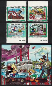 Gambia Disney Mark Twain author 4v+MS 1985 MNH SG#590-MS594