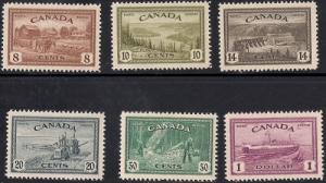 Canada #268-73 Reconversion Peace Stamp mint OG NH VF-XF