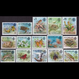 SEYCHELLES 1977 - Scott# 388/403 Local Fauna 5c-15r NH