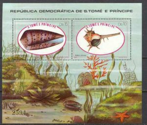 St.Thomas Prince 611 MNH s/s Shells/Sea life SCV22.50