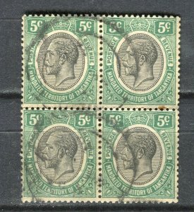 BRITISH KUT; Early 1900s GV portrait issue fine used 5c. Block of 4