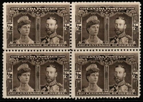 CANADA SG188 1908 ½c SEPIA BLOCK OF 4 MNH 