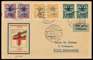 Latvia 1928 Airmail Cover to WIEN Austria. (Vienna)