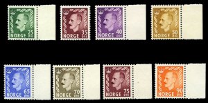 Norway #345-352 Cat$41, 1955-57 Haakon, set of eight, never hinged