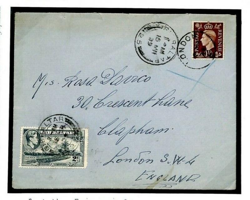 O191c GB GIBRALTAR MIXED FRANKING *Orient Line* Maritime Mail 1939 