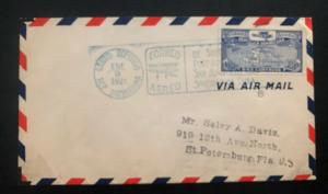 1929 St Domingo Dominican Rep Early Airmail Cover FFC To St Petersburg FL USA