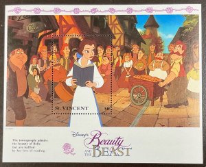 St Vincent Disney Belle Reading Souvenir Sheet 1992