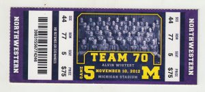 Z6982 J LStamps Michigan Wolverines Northwestern Football Ticket 11/10 2012 stub