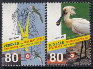 Sc# 1021 / 1022 Netherlands 1999 Protection of Birds complete MNH set CV $1.70