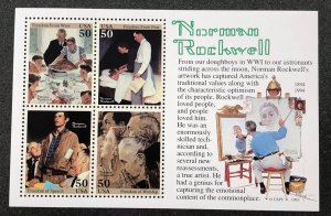 US scott # 2840 Norman Rockwell souvenir sheet MNH