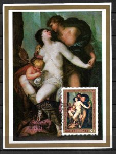 HUNGARY 1970 MAXIMUM CARD ART L. GIORDANO VENUS, ADONIS & CUPID SIZE 170x130mm