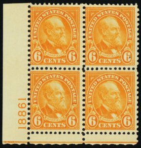 638, Mint NH 6¢ Plate Block of Four - CV $20.00
