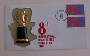 US JIM BEAM WHISKY BOTTLE  AD 8th CONVENTION 1978 ILLINOIS WITH TROPHY CACHET