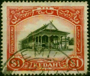 Kedah 1912 $1 Black & Red-Yellow SG11 Fine Used