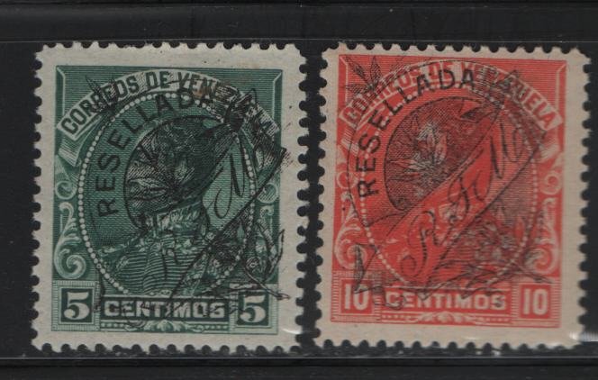 VENEZUELA, 150-151 Hinged, 1900 Stamps of 1899 Overprinted