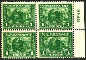 U.S. #397 MINT PL# BLOCK OF 4 OG HR