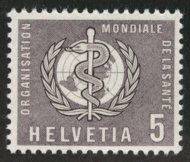 Switzerland Scott 5o26 MH* Worl Health Organization, WHO stamp