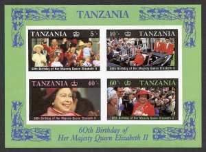 Tanzania SGMS521 1987 60th Queens Birthday M/Sheet IMPERF U/M