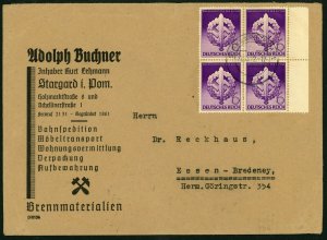 Occupied POLAND to GERMANY Commercial Cover #528 Stamp Postage 1942 STARGARD