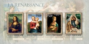 TOGO - 2013 - Renaissance - Perf 4v Sheet - Mint Never Hinged