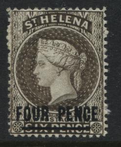 St. Helena QV 1884 4d on 6d  pale brown mint o.g.