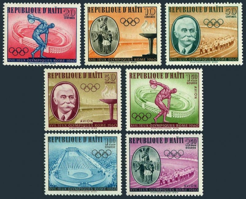 Haiti 462-C165,C165a,MNH.Michel 629-635,Bl.14. Olympics Rome-1960.Stadium. 