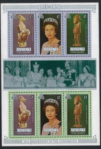 Aitutaki Sc #166d: Coronation of Queen Elizabeth II, $1 1978 MNH. CV $2.25