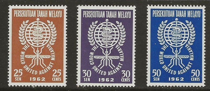 Malaya (1962) - Scott # 102 - 104,   MNH