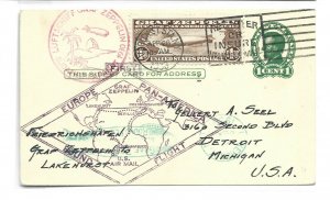 United States Scott C14 on 1930 Pan-American Zeppelin flight postal card