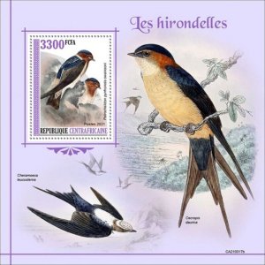 Central Africa - 2021 American Cliff Swallow - Stamp Souvenir Sheet - CA210317b
