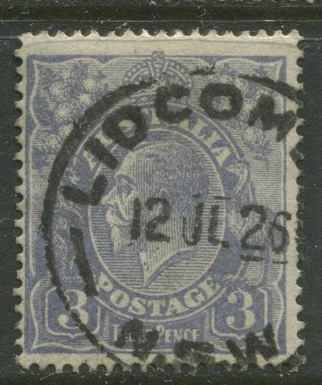 Australia - Scott 30 - KGV Head -1924 - FU - Wmk- 9 -Type I - 3p Stamp