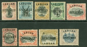 SG 89-97 Labuan 1897. 1c-24c set of 9 overprinted 'specimen' horizontally...