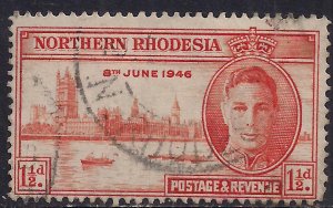 Northern Rhodesia KGV1 1946 1 1/2d Victory used SG 46 ( T305 ) 