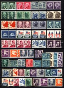 1054-1820 1c-$1.00 1954-1981 Coil Stamp Lot MNH 52 Items