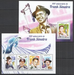 St1022 2015 Guinea-Bissau Frank Sinatra Music Legend 100Th Anniversary Kb+Bl Mnh