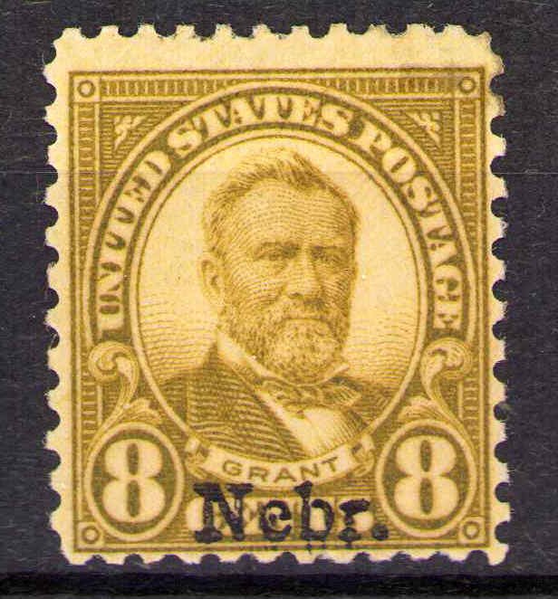 Nebraska Overprint 8¢ Grant Scott 677 Mint Hinged