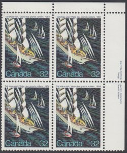 Canada - #1012 Tall Ships Plate Block - MNH