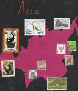 Asia. Topical. Animals of Asia used on piece.