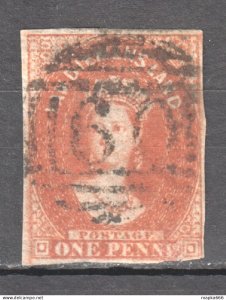 Tas012 1856 Australia Tasmania One Penny Stamped 60 Launceston Gibbons Sg #19...