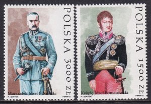 Poland  1992 Sc 3090-1 Prince Jozef Poniatowski Marshal J Pilsudski Stamp MNH