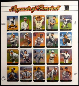 Legends of Baseball Souvenir Sheet 2000 US Scott #3408