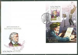 SOLOMON ISLANDS  2013 200th BIRTH ANNIVERSARY RICHARD WAGNER S/S FIRST DAY COVER